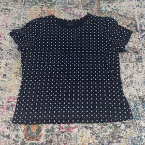 Kim Rogers Navy Blue Shirt with White Designs